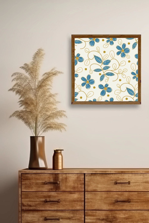 Büro Ev Ofis Dekoru için 42x42CM Tekli Ahşap Çerçeveli Çiçek Tema Tablo No479