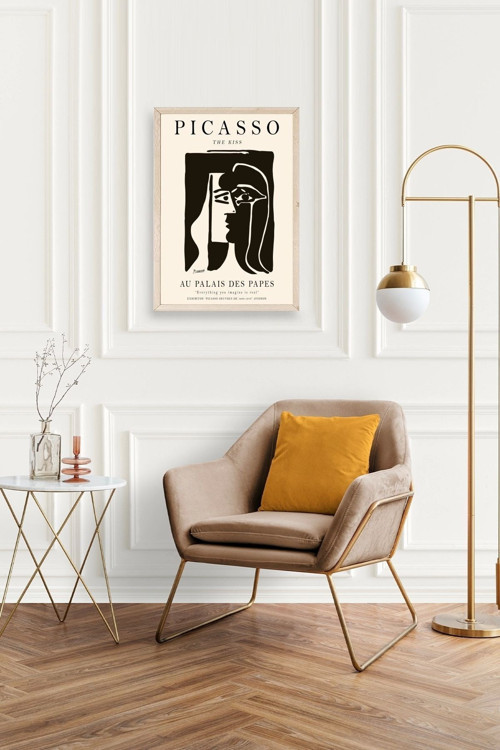 Büro Ev Ofis Dekoru için 23x30CM Tekli Ahşap Çerçeveli PPicasso Tablo No16