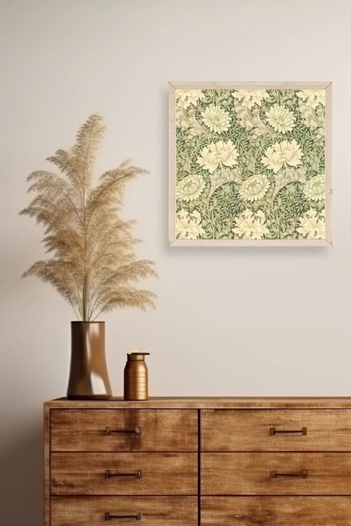 Büro Ev Ofis Dekoru için 42x42CM Tekli Ahşap Çerçeveli Çiçek Tema Tablo No480