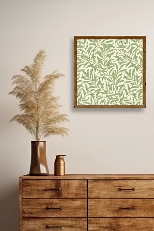 Büro Ev Ofis Dekoru için 50x50CM Tekli Ahşap Çerçeveli Yaprak Tema Tablo No166