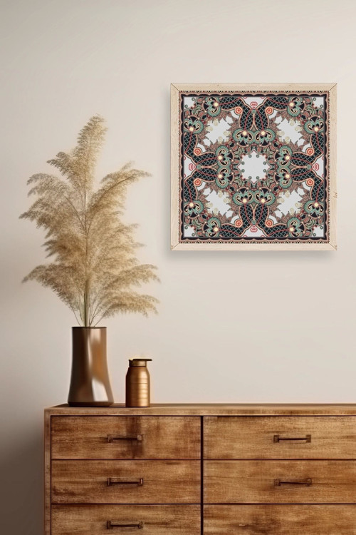 Büro Ev Ofis Dekoru için 50x50CM Tekli Ahşap Çerçeveli Motifli Tablo No47