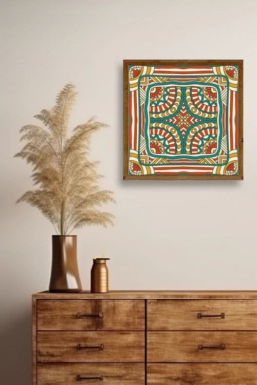 Büro Ev Ofis Dekoru için 23x23CM Tekli Ahşap Çerçeveli Motifli Tablo No6