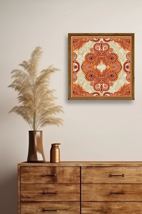 Büro Ev Ofis Dekoru için 23x23CM Tekli Ahşap Çerçeveli Motifli Tablo No8