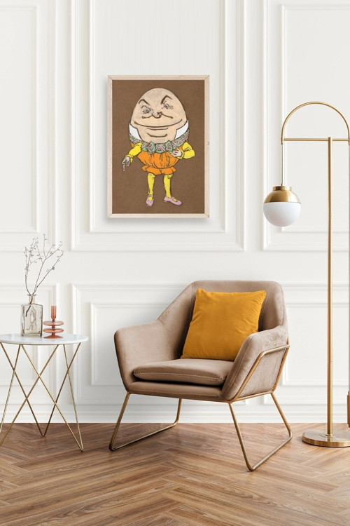 Büro Ev Ofis Dekoru için 23x30CM Tekli Ahşap Çerçeveli Yumurta Adam Tablo No2