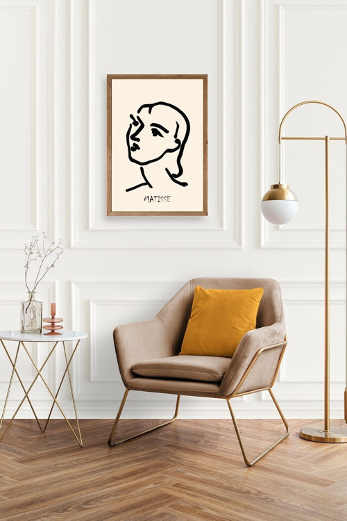 Büro Ev Ofis Dekoru için 23x30CM Tekli Ahşap Çerçeveli HMatisse Tablo No39