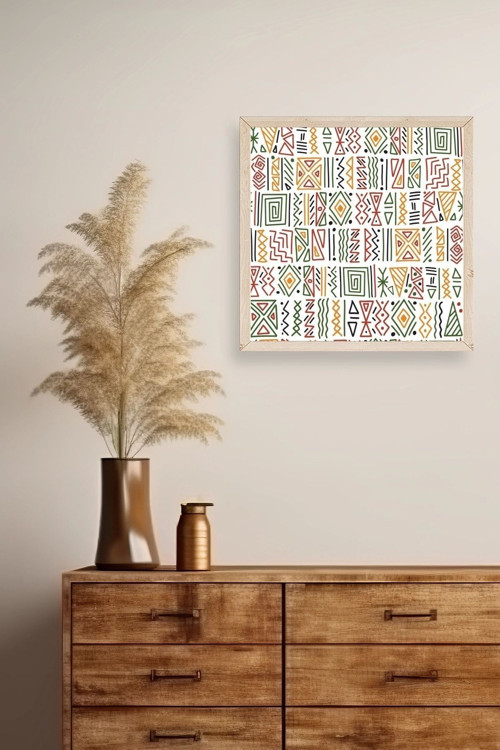 Büro Ev Ofis Dekoru için 50x50CM Tekli Ahşap Çerçeveli Çizgiler Tema Tablo No5