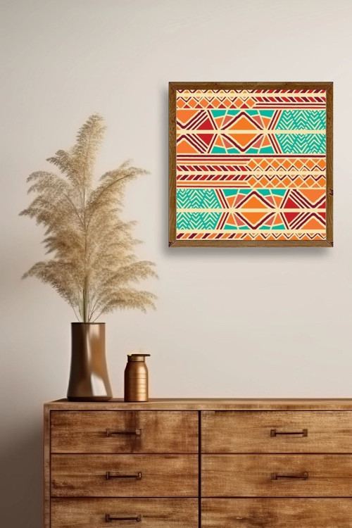 Büro Ev Ofis Dekoru için 50x50CM Tekli Ahşap Çerçeveli Motifli Tablo No49