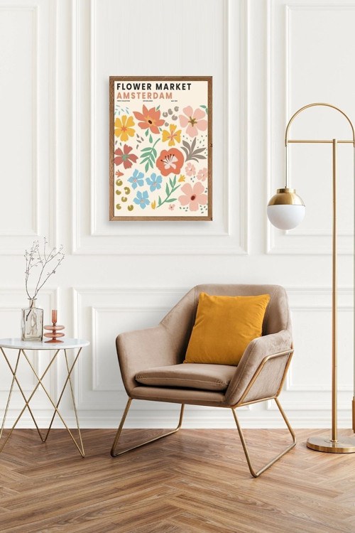 Büro Ev Ofis Dekoru için 23x30CM Tekli Ahşap Çerçeveli Çiçekçi Tema Tablo No7