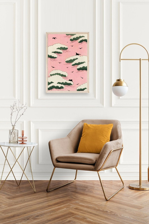 Büro Ev Ofis Dekoru için 23x30CM Tekli Ahşap Çerçeveli RessamBSakai Tablo No4