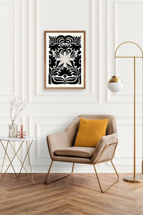 Büro Ev Ofis Dekoru için 17x23CM Tekli Ahşap Çerçeveli Desenli Tablo No1