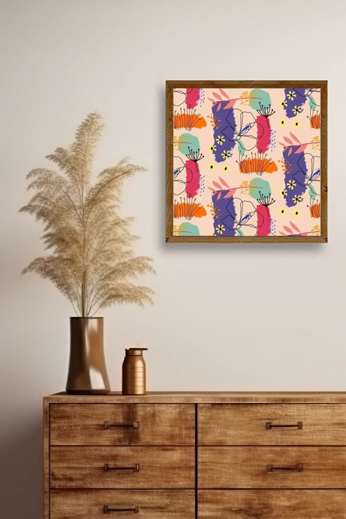 Büro Ev Ofis Dekoru için 42x42CM Tekli Ahşap Çerçeveli Modern Tema Tablo No163