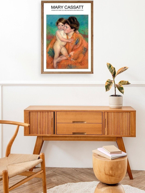 Büro Ev Ofis Dekoru için 17x23CM Tekli Ahşap Çerçeveli MCassatt Tablo No2