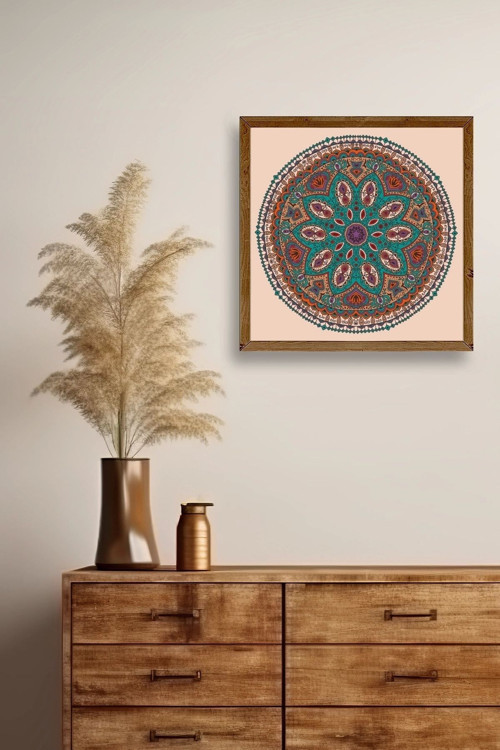 Büro Ev Ofis Dekoru için 42x42CM Tekli Ahşap Çerçeveli Motifli Tablo No35