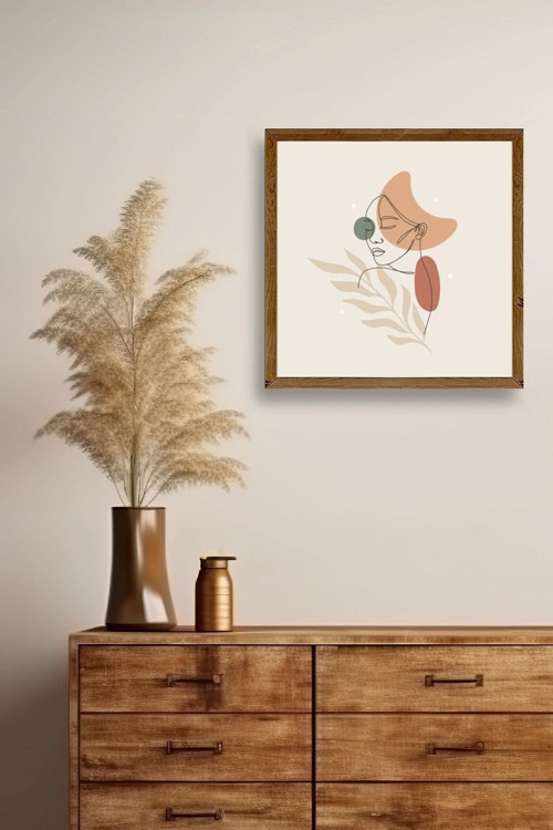 Büro Ev Ofis Dekoru için 23x23CM Tekli Ahşap Çerçeveli Modern Tema Tablo No51