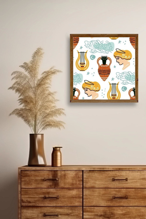 Büro Ev Ofis Dekoru için 42x42CM Tekli Ahşap Çerçeveli Roma Tema Tablo No4