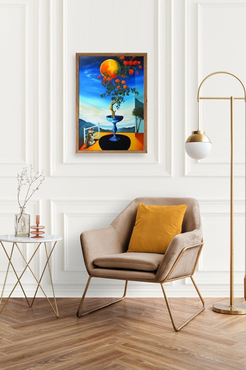 Büro Ev Ofis Dekoru için 30x42CM Tekli Ahşap Çerçeveli Gül Tema Tablo No5