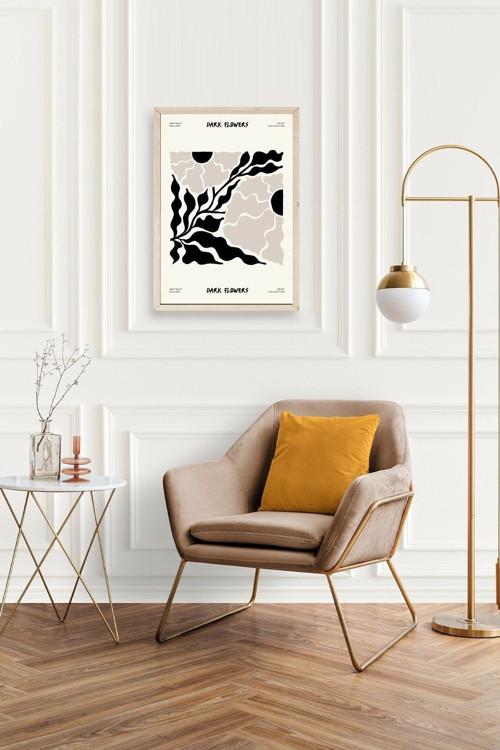 Büro Ev Ofis Dekoru için 17x23CM Tekli Ahşap Çerçeveli Çiçek Tema Tablo No2