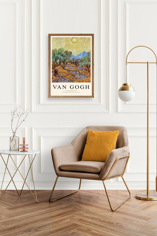 Büro Ev Ofis Dekoru için 23x30CM Tekli Ahşap Çerçeveli VGogh Tablo No17