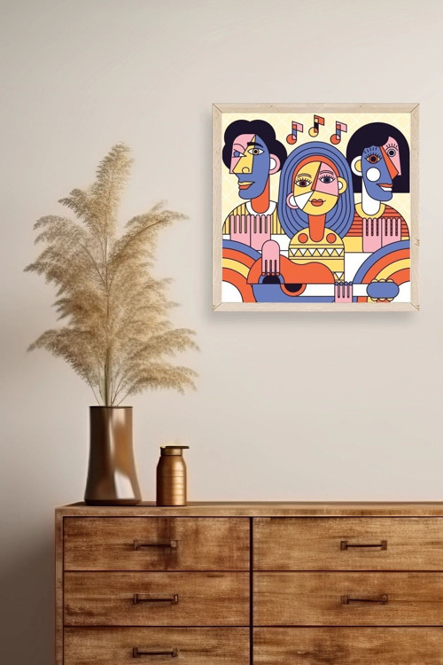 Büro Ev Ofis Dekoru için 23x23CM Tekli Ahşap Çerçeveli Modern Tema Tablo No53