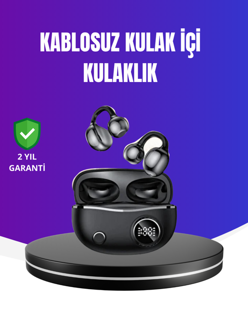 Ergonomik Klipsli Kablosuz Kulaklık – 30 Saat Pil ve Dokunmatik Kontrol Özelliği