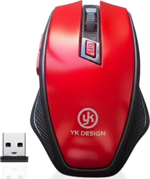 Kırmızı Renkli Baş Parmak Destekli Ergonomik Sessiz Kablosuz Mouse – USB Alıcılı, Konforlu MS6300