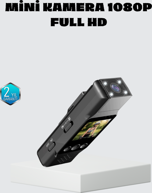 Mini Güvenlik Kamerası 1080P 3MP Fotoğraf 180° Ayarlanabilir Lens USB Şarjlı