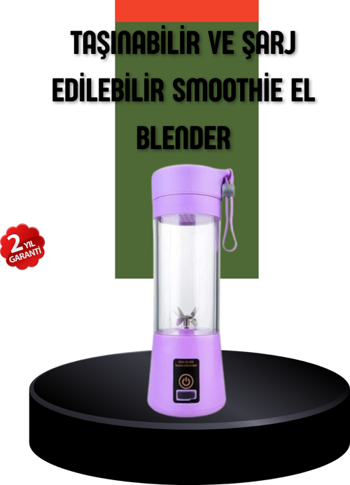 Taşınabilir USB Şarjlı Mini Smoothie Blender 380ml Çelik Bıçaklı Portatif