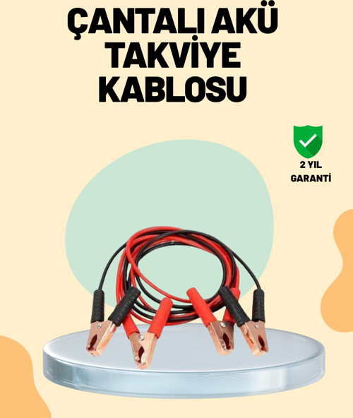 1200 Amper Jumper Kablo 2 Metre Bakır Uçlu Araç Takviye Seti
