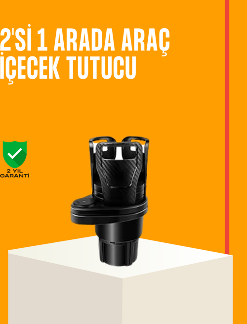 Oto Bardak Tutucu 360° Döner Çift Bölmeli Karbon Fiber Tasarım
