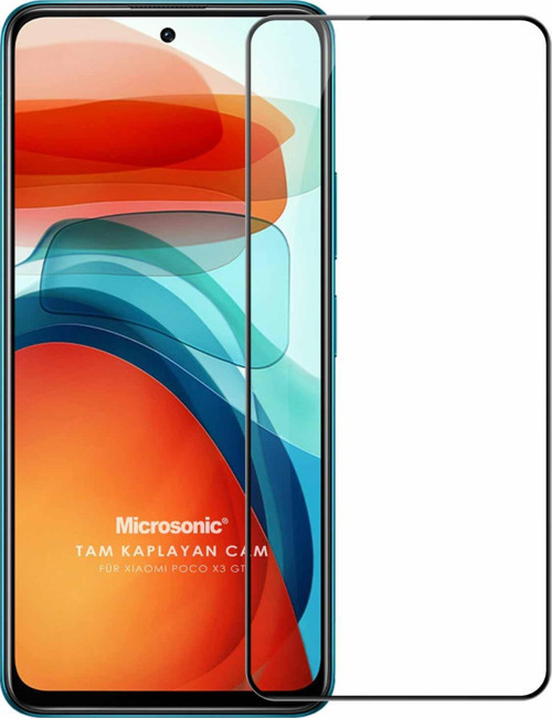 Xiaomi Poco X3 GT Tam Kaplayan Temperli Cam Ekran Koruyucu Siyah