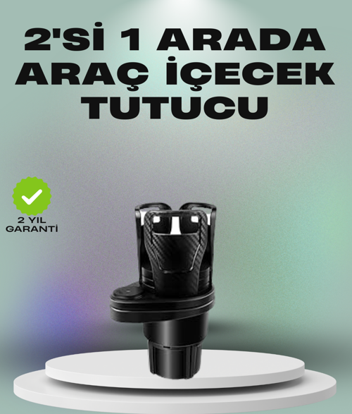 Araba Çift Bardak Tutucu 360° Dönebilen İkisi Bir Arada Ayarlanabilir