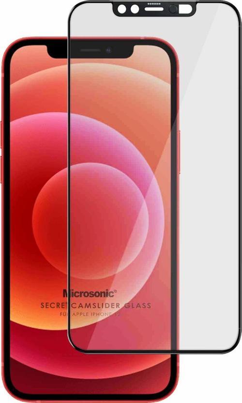 Apple iPhone 12 Secret CamSlider Glass Cam Ekran Koruyucu Siyah