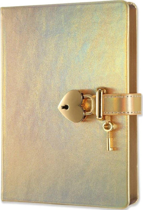 Hush Hush Kilitli Metalik Defter Kutulu 80 Gram 160 Yaprak Çizgili Altın