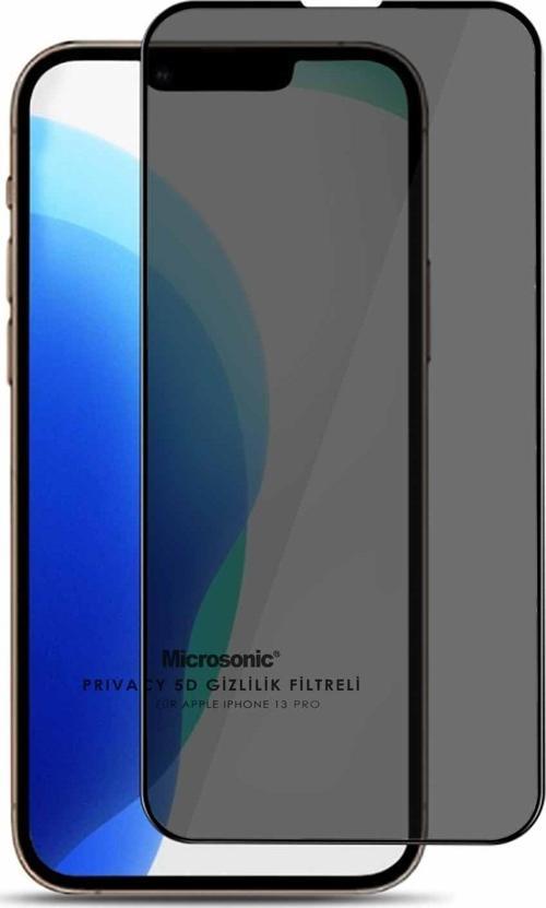 Apple iPhone 13 Pro Privacy 5D Gizlilik Filtreli Cam Ekran Koruyucu Siyah