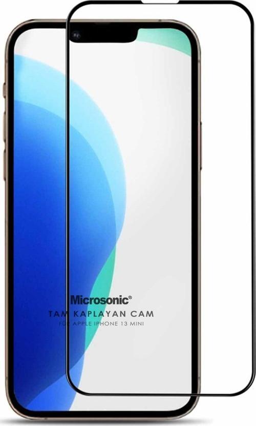 Apple iPhone 13 Mini Tam Kaplayan Temperli Cam Ekran Koruyucu Siyah