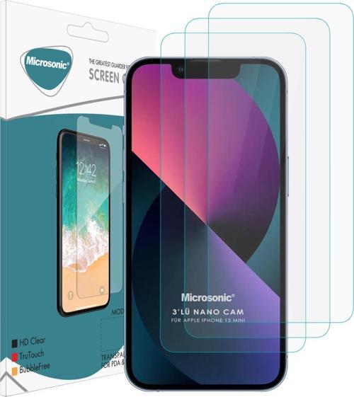 Apple iPhone 13 Mini Screen Protector Nano Glass Cam Ekran Koruyucu (3'lü Paket)