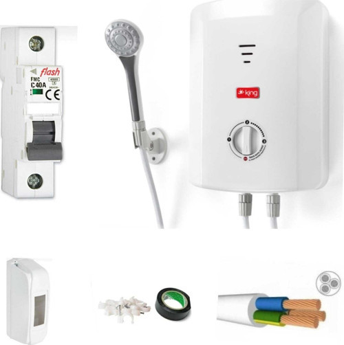 K 7008 Ekvator Elektrikli Şofben + 5mt Kablo Dahil Takım Montaja Hazır Set