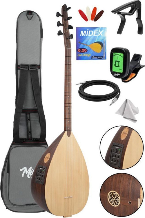 B-241K Kısa Sap Ceviz Ağacı Sap Gövde Yüksek Kaliteli Saz Bağlama Seti