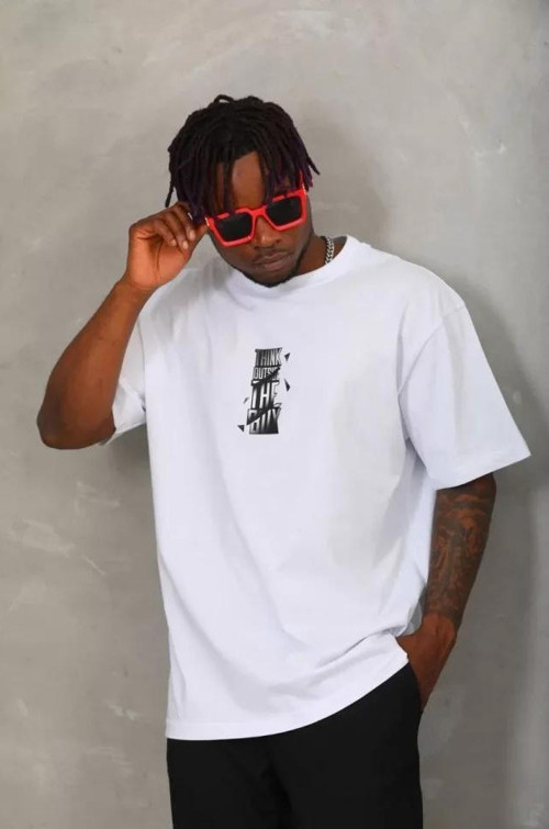 Unisex Oversize Baskılı Bisiklet Yaka TShirt