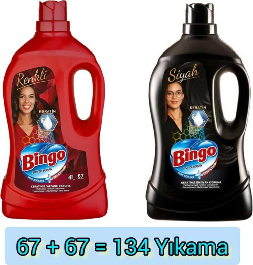 Sıvı Çamaşır Deterjanı Siyah 4Lt+Renklıler 4 Lt 134 Yıkama