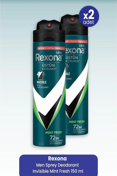 Men Sprey Deodorant Invisible Mint Fresh 150 Ml X 2 Adet