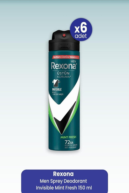 Men Sprey Deodorant Invisible Mint Fresh 150 Ml X 6 Adet