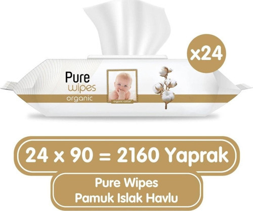 Organik Pamuklu 90 Yaprak 24 Lü Paket Islak Havlu