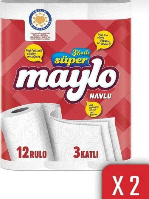 3 Katlı Super Maylo Rulo Havlu 12x2