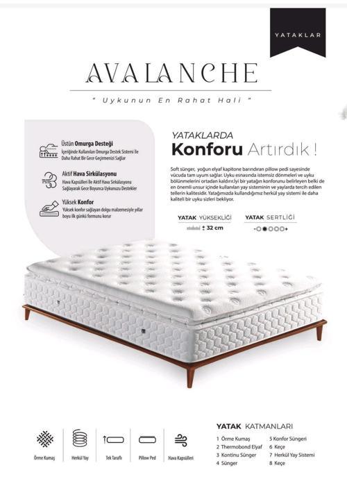 OMURGA DESTEKLİ yatak VE baza (SANDIKSIZ)TEK TARAFLI AVALANCHEEÜSTÜ