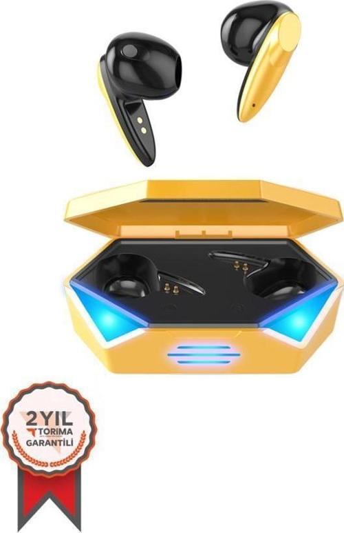 Oyuncu Kulaklığı Kablosuz Kulakiçi Rgb Işıklı Çift Mikrofonlu 3 Modlu Bluetooth 5.2 Tg-g20 Sarı