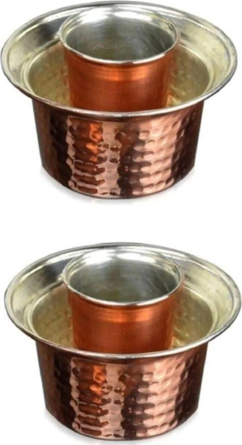 Bakır Ehlikeyf Rakı Soğutucu Bardak Tutucu - 2 Li Set