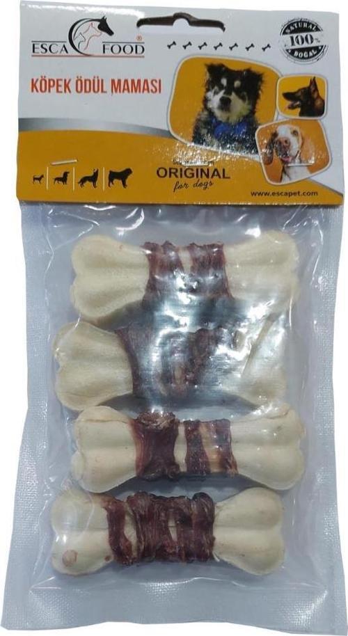 Dana Eti Sargılı Beyaz Pres Kemik Köpek Ödül Maması 7,5 cm x 4 Adet