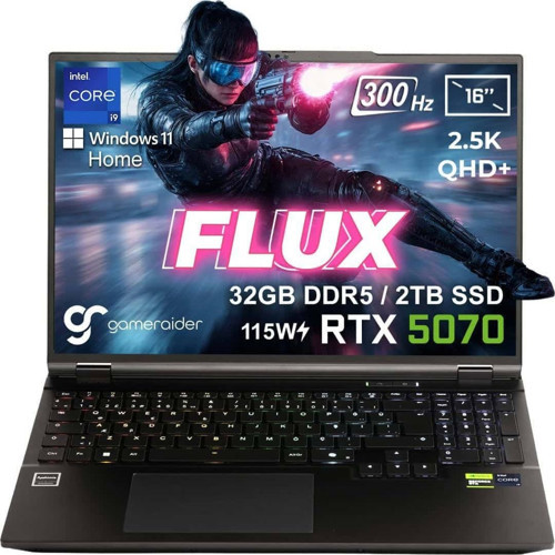 FLUX GR16 i9-14900HX 32GB DDR5 2TB SSD RTX 5070 8GB 115W 16 inç 2.5K 300Hz W11H Gaming Laptop