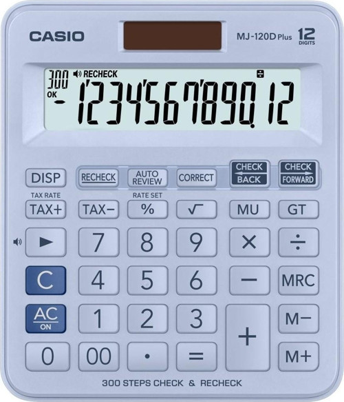Mj-120D Plus Açık Mavi İşlem Kontrollü 12 Hane Masa Üstü Hesap Makinesi